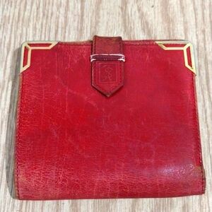 Yves Saint Laurent Red Leather Wallet with Gold Details